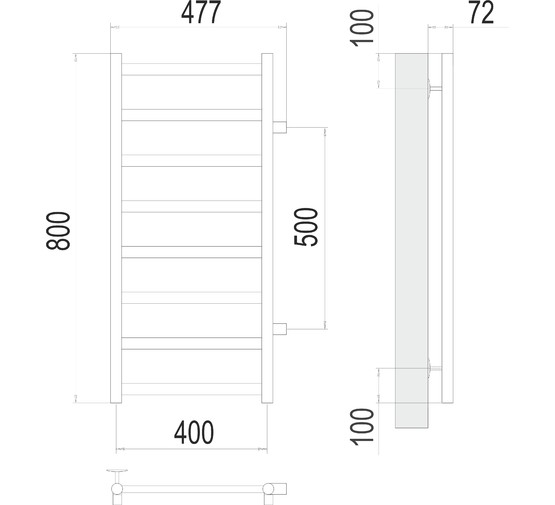 Полотенцесушитель водяной Terminus Аврора 400x800 П8 боковое подключение 500