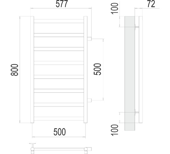 Полотенцесушитель водяной Terminus Аврора 500x800 П8 боковое подключение 500