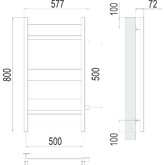 Полотенцесушитель водяной Terminus Аврора 500x800 П8 боковое подключение 500