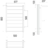 Полотенцесушитель водяной Terminus Аврора 500x800 П8 с полкой бок/подкл. 500 справа