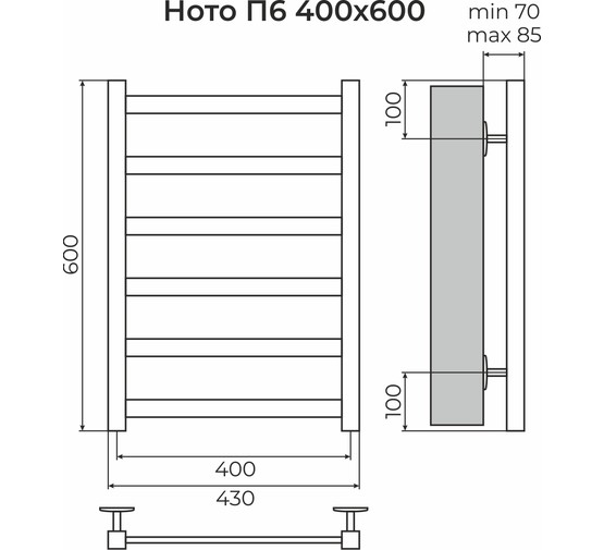 Полотенцесушитель водяной Terminus Ното 400x600 П6 хром