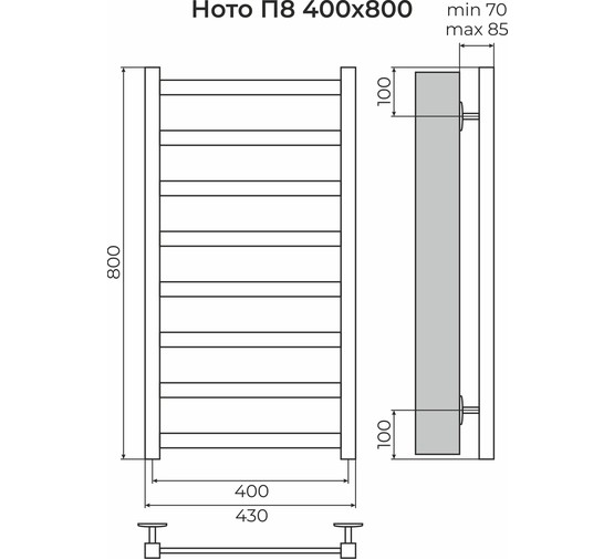 Полотенцесушитель водяной Terminus Ното 400x800 П8 хром