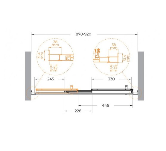 Душевая дверь Cezares Molveno BF 3 90 см оружейная сталь прозрачное стекло 