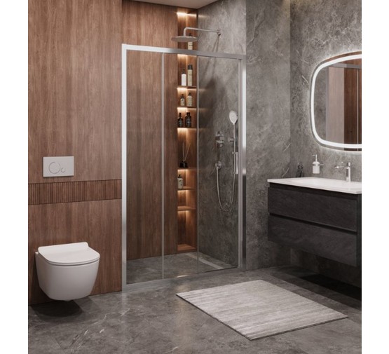 Душевая дверь Cezares Molveno BF 3 100 см хром прозрачное стекло 