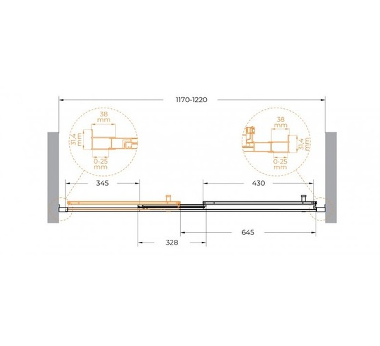 Душевая дверь Cezares Molveno BF 3 120 см оружейная сталь прозрачное стекло 