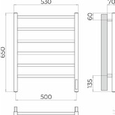 Полотенцесушитель электрический Terminus Ватикан 500х650 П6 хром