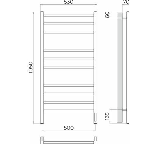 Полотенцесушитель электрический Terminus Ватикан 500х1050 П10 хром