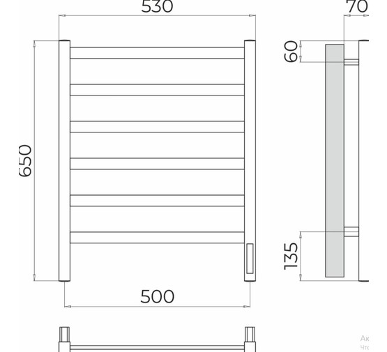 Полотенцесушитель электрический Terminus Ното 500х650 П6 хром