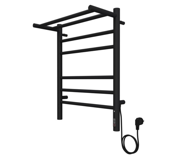 Полотенцесушитель электрический Terminus Аврора КС с полкой 450х600 П6 черный матовый