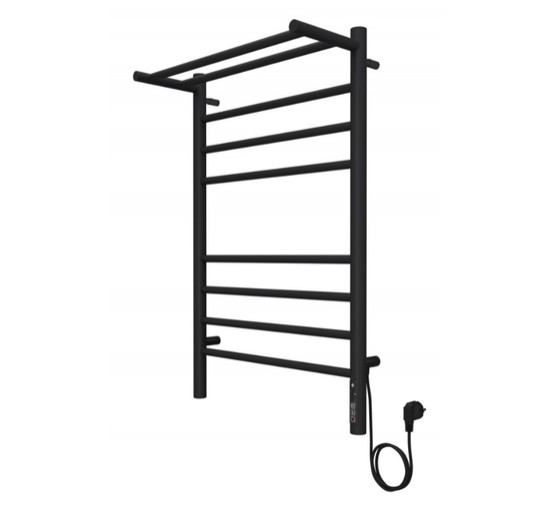 Полотенцесушитель электрический Terminus Аврора КС с полкой 500х800 П8 черный матовый