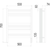 Полотенцесушитель электрический Terminus Ното 500х700 П9 хром
