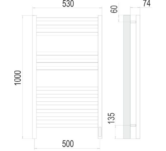 Полотенцесушитель электрический Terminus Ното 500х1000 П12 хром