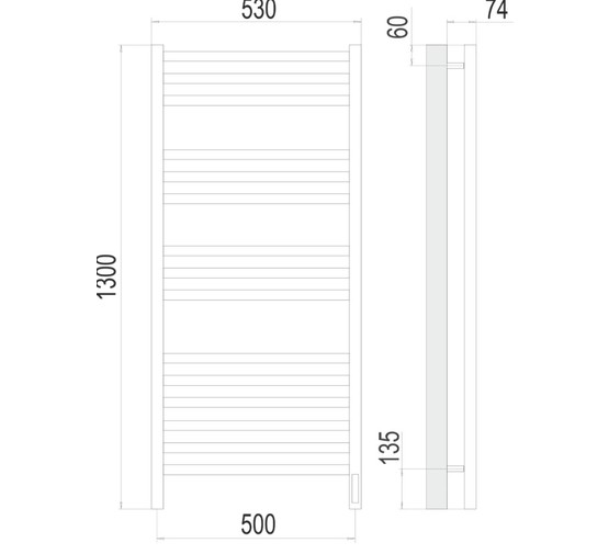 Полотенцесушитель электрический Terminus Ното 500х1300 П15 хром