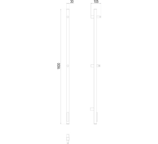 Полотенцесушитель электрический Terminus Стойка Uno проф 1600 П1 черный