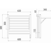 Полотенцесушитель электрический Terminus Горизонт с полкой 600х600 П8 хром