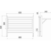 Полотенцесушитель электрический Terminus Горизонт с полкой 800х600 П8 хром