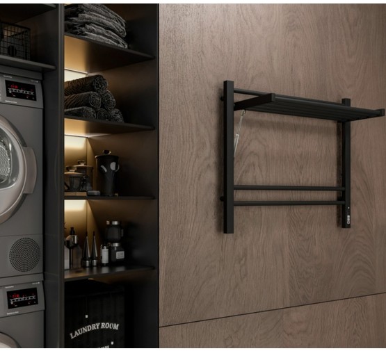 Полотенцесушитель электрический Terminus Горизонт КС с полкой 600х600 П8 черный муар