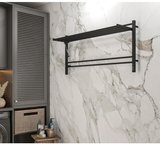 Полотенцесушитель электрический Terminus Горизонт КС с полкой 1200х600 П8 черный муар