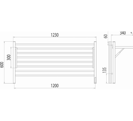 Полотенцесушитель электрический Terminus Горизонт КС с полкой 1200х600 П8 черный муар