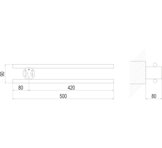Полотенцесушитель электрический Terminus Полка круг 500х90 П2 хром