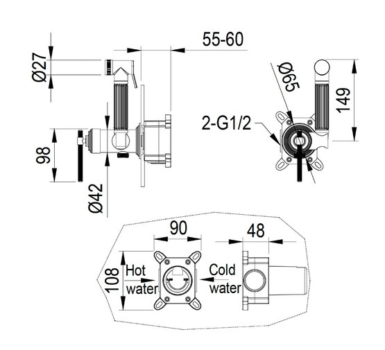  Гигиенический душ Boheme Eterna со смесителем бронза