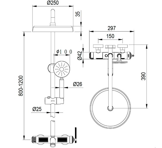 Душевая система Boheme Eterna со смесителем бронза