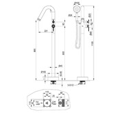 Смеситель для ванны Boheme Eterna напольный бронза