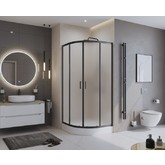 Душевой угол BelBagno Uno-195-R-2-90-P-Nero 900x900 черный, текстур.стекло 