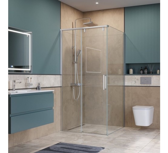 Душевой угол BelBagno SOFT_CLOSE 1 A 1 1000x1000 хром, прозр.стекло 