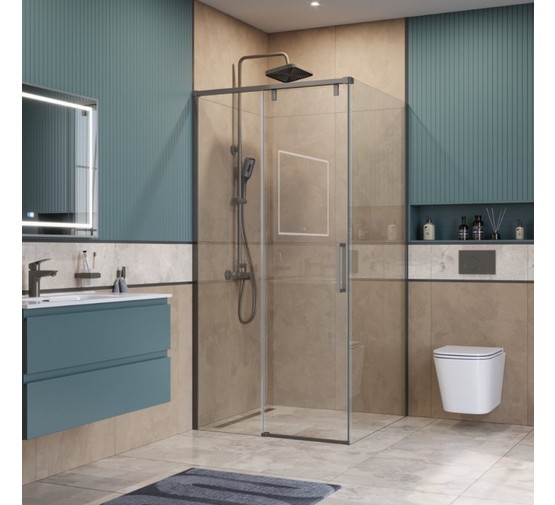 Душевой угол BelBagno SOFT_CLOSE 1 A 1 1000x1000 оружейная сталь, прозр.стекло 