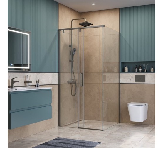 Душевой угол BelBagno SOFT_CLOSE 1 A 1 1000x1000 оружейная сталь, прозр.стекло 