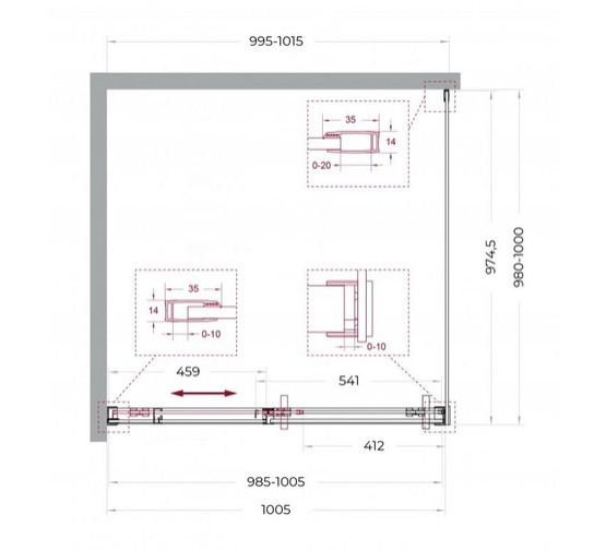 Душевой угол BelBagno SOFT_CLOSE 1 A 1 1000x1000 оружейная сталь, прозр.стекло 