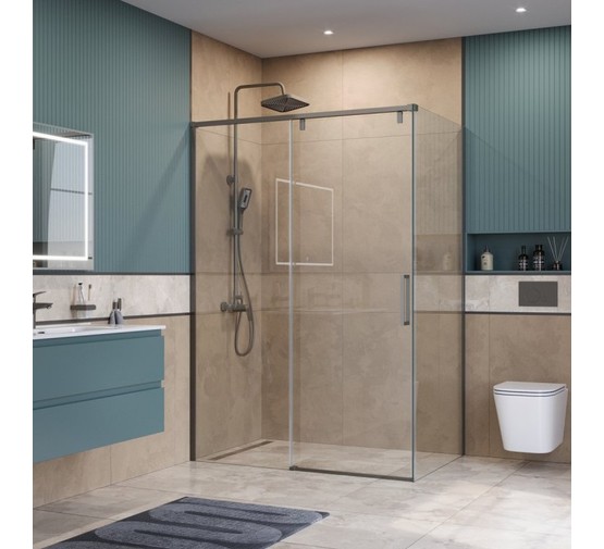 Душевой угол BelBagno SOFT_CLOSE 1 AH 1 1100x1000 оружейная сталь, прозр.стекло 