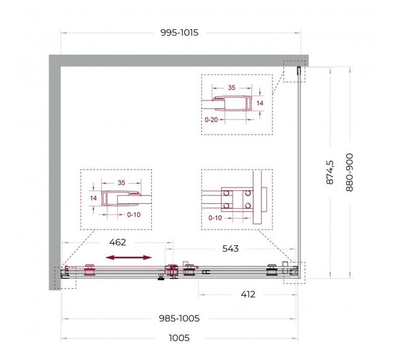 Душевой угол BelBagno SOFT_CLOSE 2 AH 1 1000x900 хром, прозр.стекло 