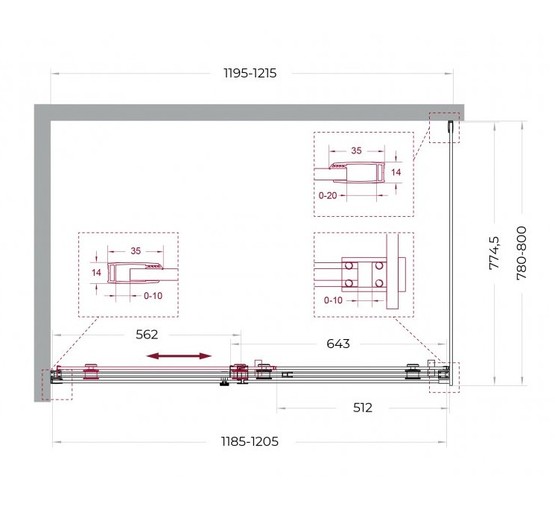 Душевой угол BelBagno SOFT_CLOSE 2 AH 1 1200x800 хром, прозр.стекло 