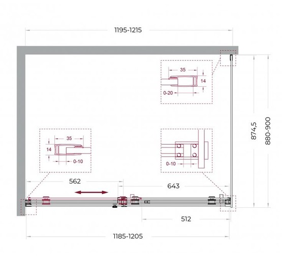 Душевой угол BelBagno SOFT_CLOSE 2 AH 1 1200x900 оружейная сталь, прозр.стекло 