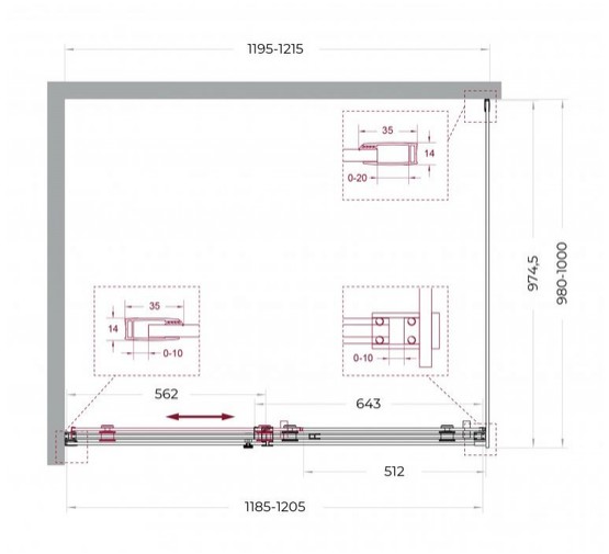 Душевой угол BelBagno SOFT_CLOSE 2 AH 1 1200x1000 оружейная сталь, прозр.стекло 