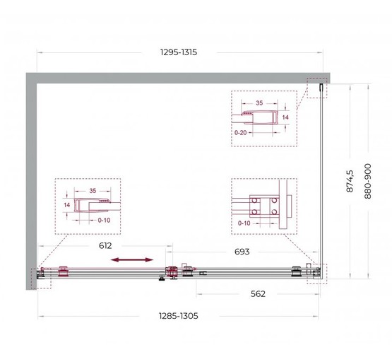 Душевой угол BelBagno SOFT_CLOSE 2 AH 1 1300x900 оружейная сталь, прозр.стекло 