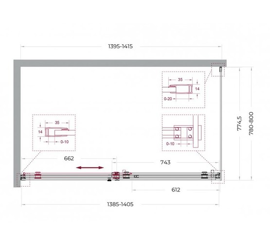 Душевой угол BelBagno SOFT_CLOSE 2 AH 1 1400x800 хром, прозр.стекло 