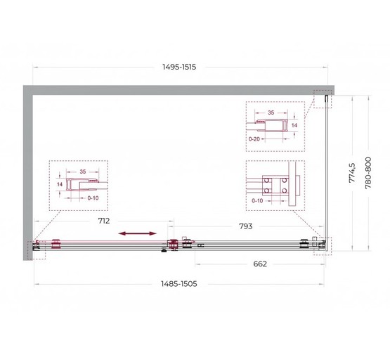 Душевой угол BelBagno SOFT_CLOSE 2 AH 1 1500x800 хром, прозр.стекло 