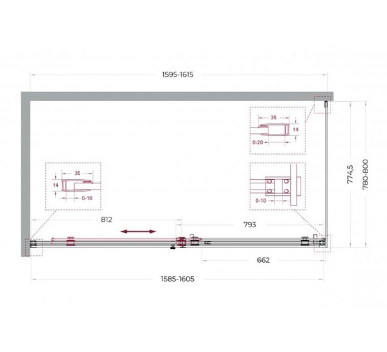 Душевой угол BelBagno SOFT_CLOSE 2 AH 1 1600x800 хром, прозр.стекло 
