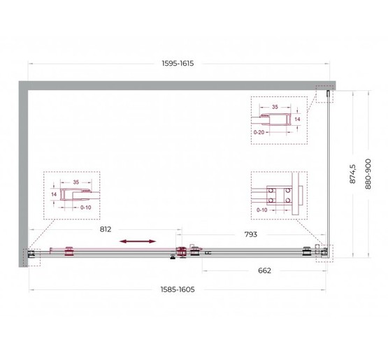 Душевой угол BelBagno SOFT_CLOSE 2 AH 1 1600x900 оружейная сталь, прозр.стекло 