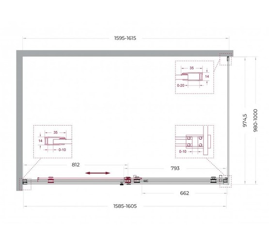 Душевой угол BelBagno SOFT_CLOSE 2 AH 1 1600x1000 оружейная сталь, прозр.стекло 