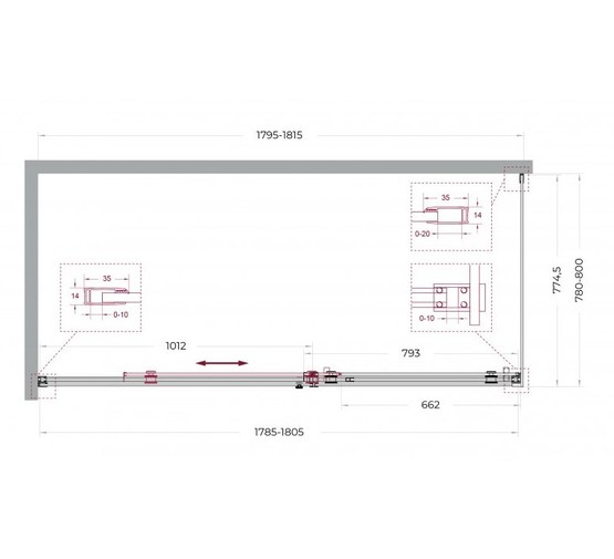 Душевой угол BelBagno SOFT_CLOSE 2 AH 1 1800x800 оружейная сталь, прозр.стекло 