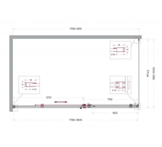 Душевой угол BelBagno SOFT_CLOSE 2 AH 1 1800x1000 хром, прозр.стекло 