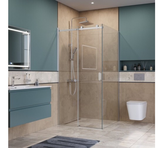 Душевой угол BelBagno SOFT_CLOSE 2 A 1 1000x1000 оружейная сталь, прозр.стекло 