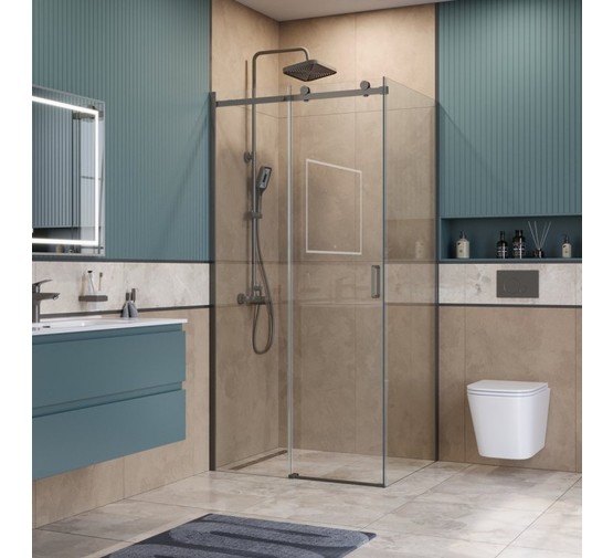 Душевой угол BelBagno SOFT_CLOSE 2 A 1 1000x1000 оружейная сталь, прозр.стекло 