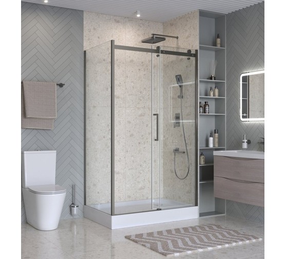 Душевой угол BelBagno Marino 2 AH 1 1100x1000 оружейная сталь, прозр.стекло 