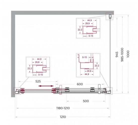 Душевой угол BelBagno Marino 2 AH 1 1200x1000 хром, прозр.стекло 