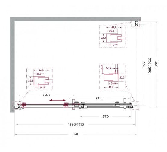 Душевой угол BelBagno Marino 2 AH 1 1400x1000 хром, прозр.стекло 